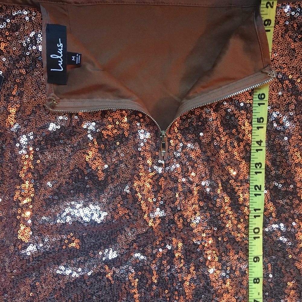 Lulu’s Dancing ‘till Daylight Copper Sequin Bodycon Skirt NWT - Picture 5 of 5